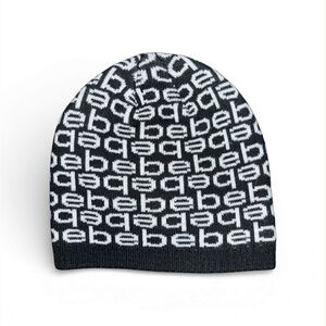 NWOT Bebe Black and White Knit Beanie Hat
